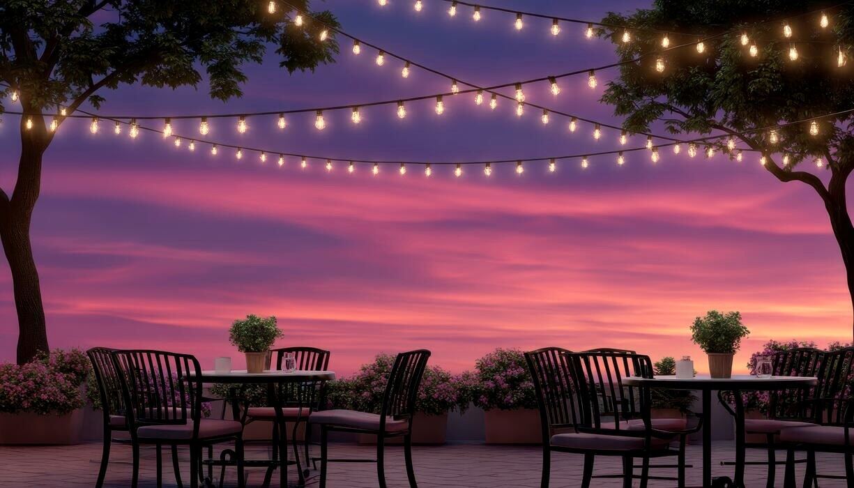 Long summer-evening festive dinner table at a Cape Town villa in December